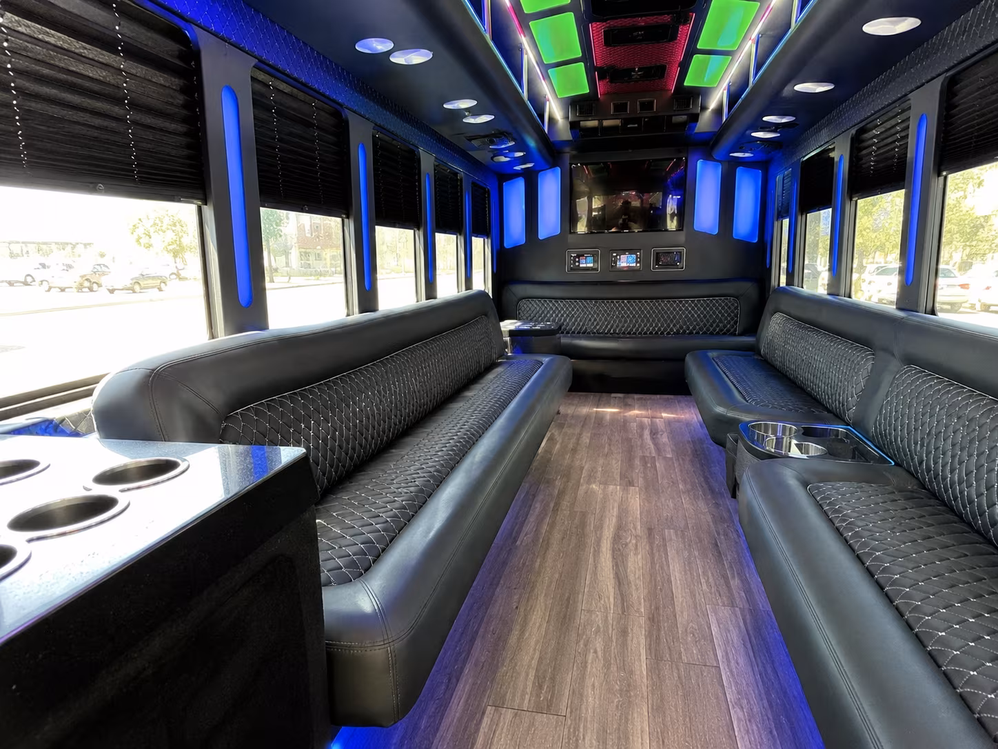 sacramento 15 passenger party bus inside