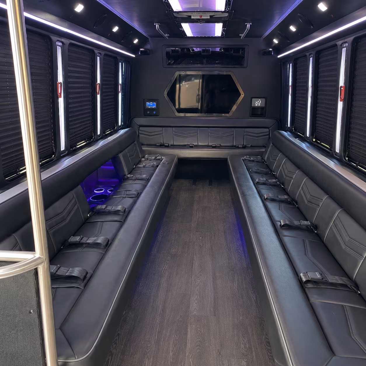 sacramento 18 passenger party bus interior