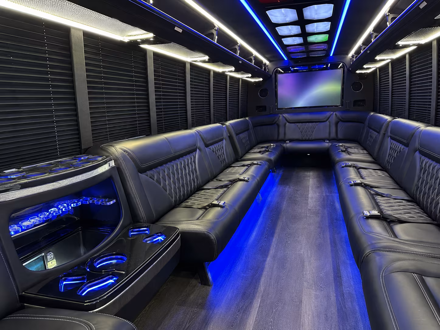 sacramento 20 passenger party bus inside