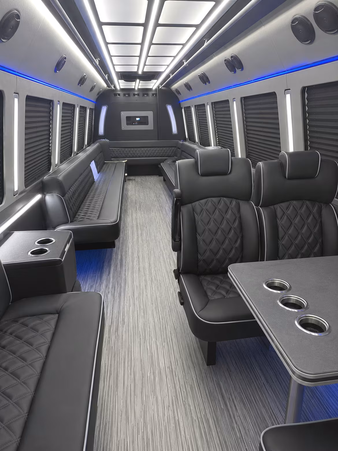 sacramento 25 passenger party bus inside