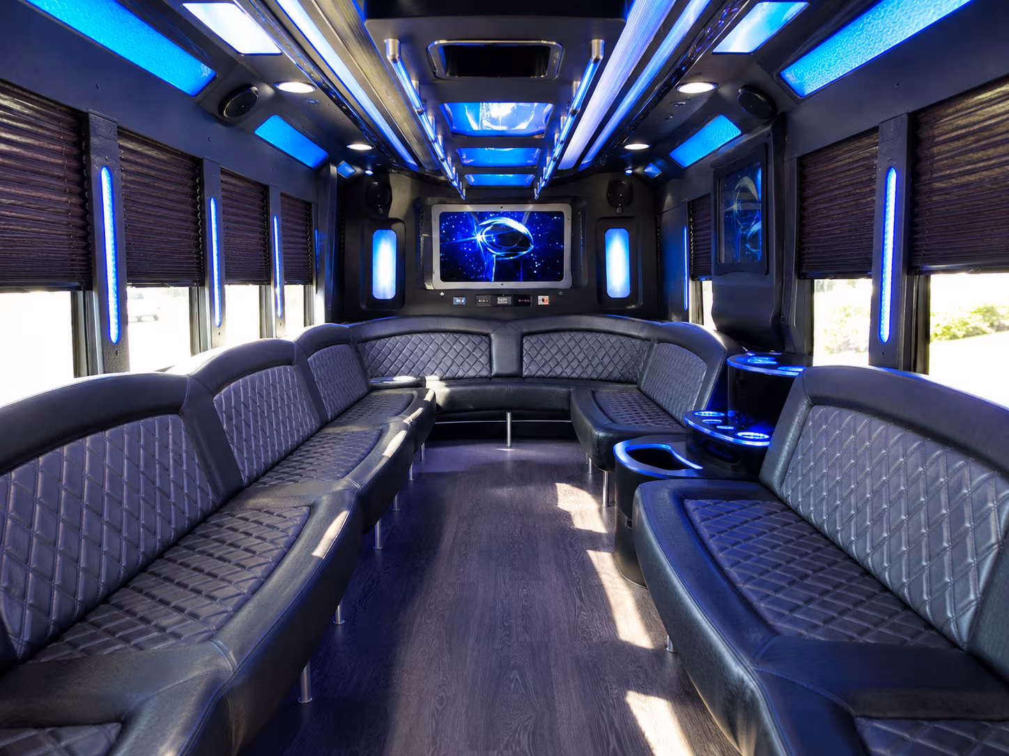 sacramento 28 passenger party bus inside