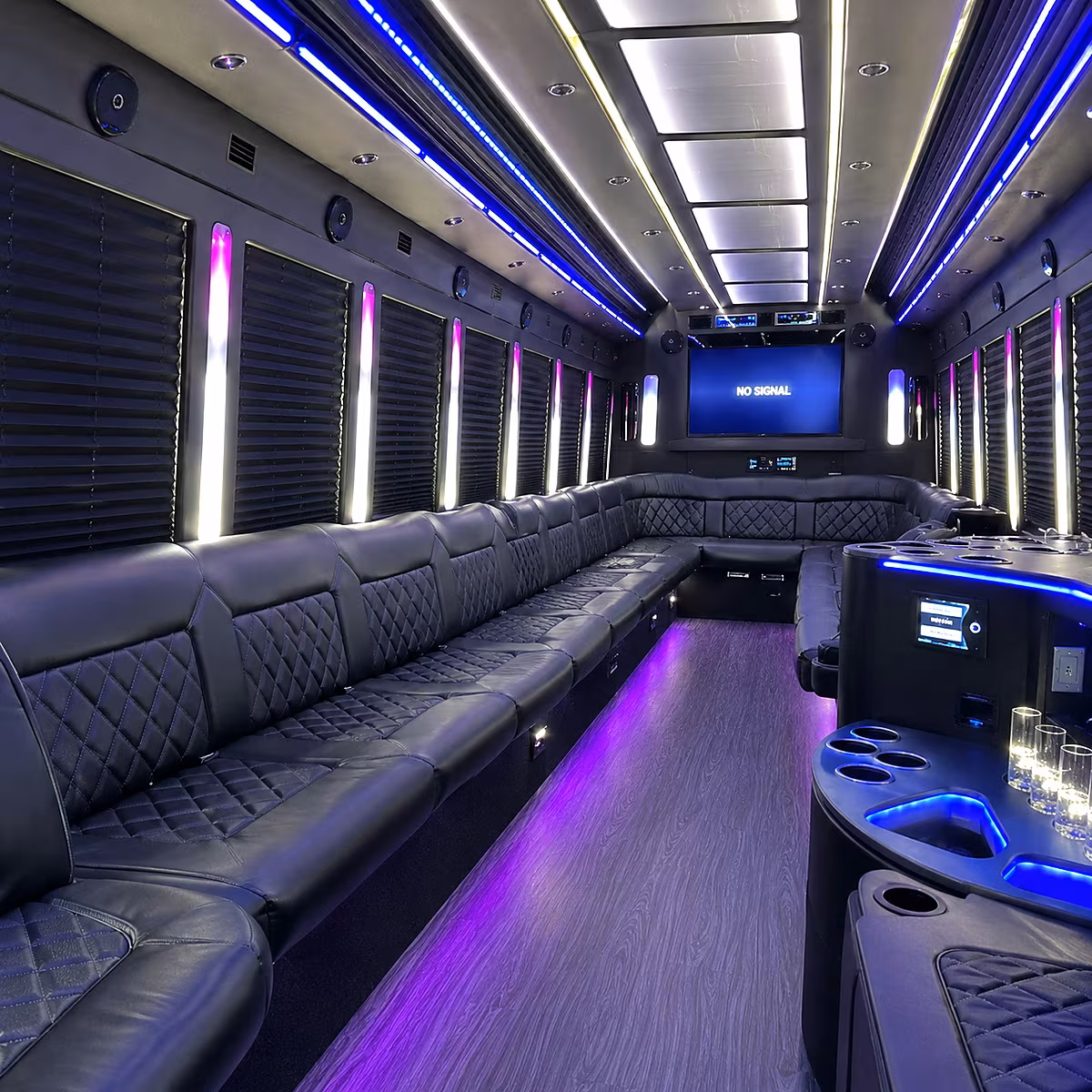 sacramento 30 passenger party bus inside