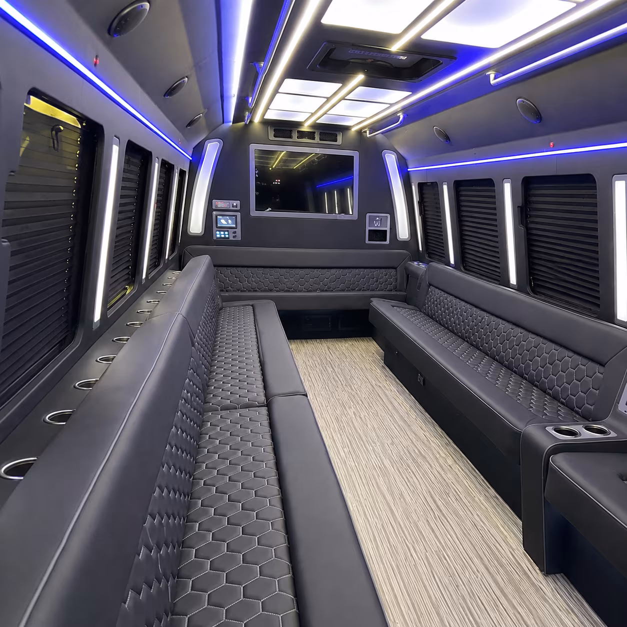 sacramento 40 passenger party bus inside